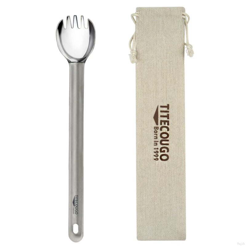 TITECOUGO Titanium Spork, Camping Long Spork Titanium Multitool Lightweight Camp Outdoors Hiking Travel Convenient Picnic Spoon Fork for Men Women Portable Flatware 1 pack - Image 1